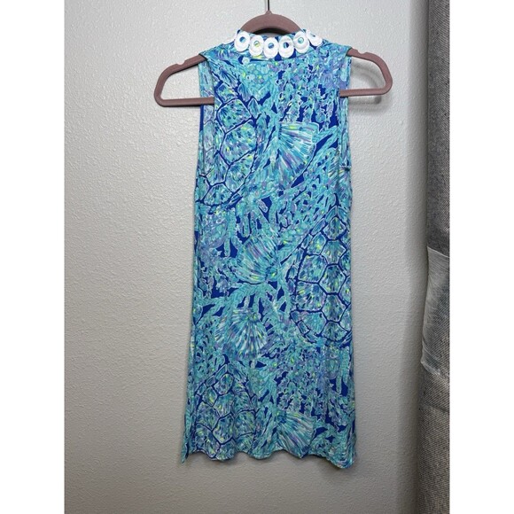 Lilly Pulitzer Jane Shift Dress Size 00 Capri Teal Pop Up Tortuga Time Turtle - Picture 3 of 3